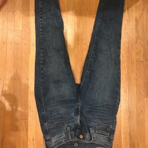 Denim Skinny Jeans, fringe bottom, blue jeans